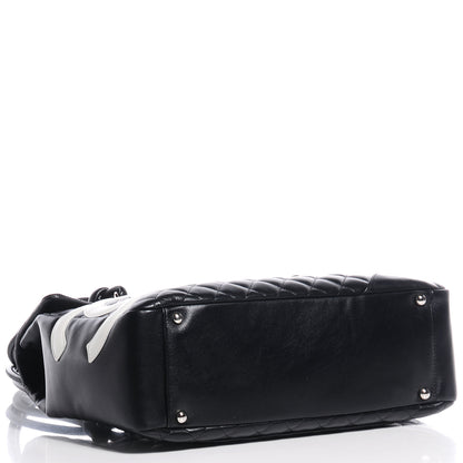 Chanel Calfskin Quilted Large Cambon Flap Black White 4 of 8