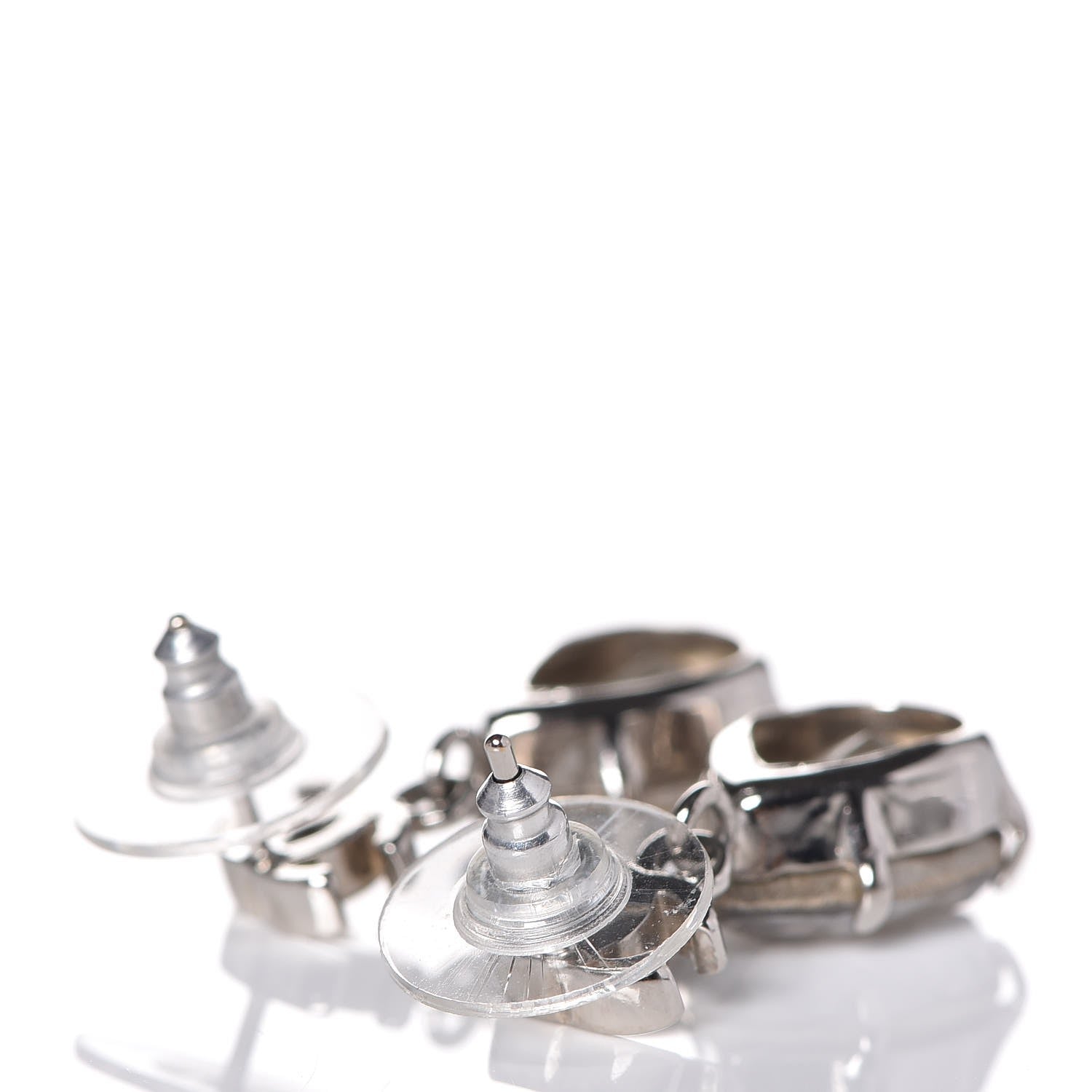 Chanel Crystal CC Drop Earrings Silver 3 of 4