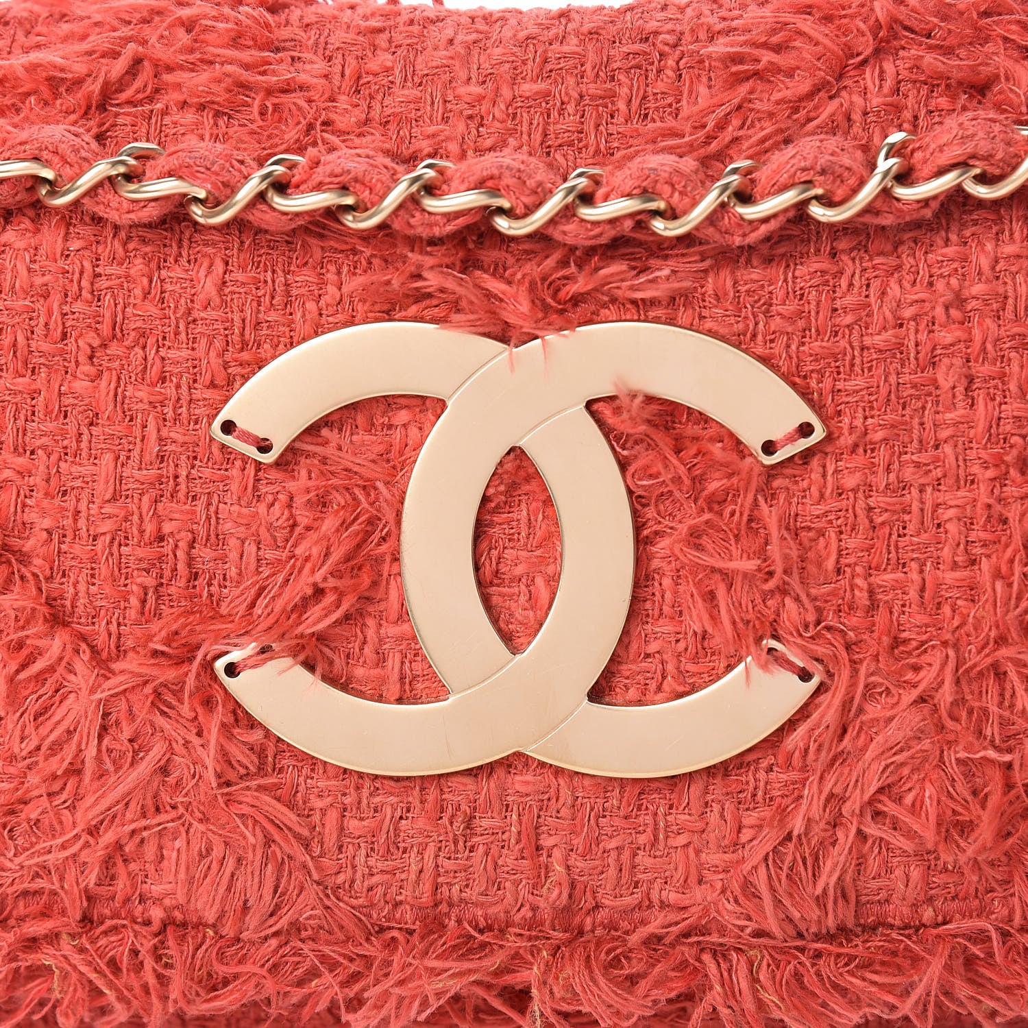 Chanel Tweed Medium Nature Single Flap Red 8 of 10