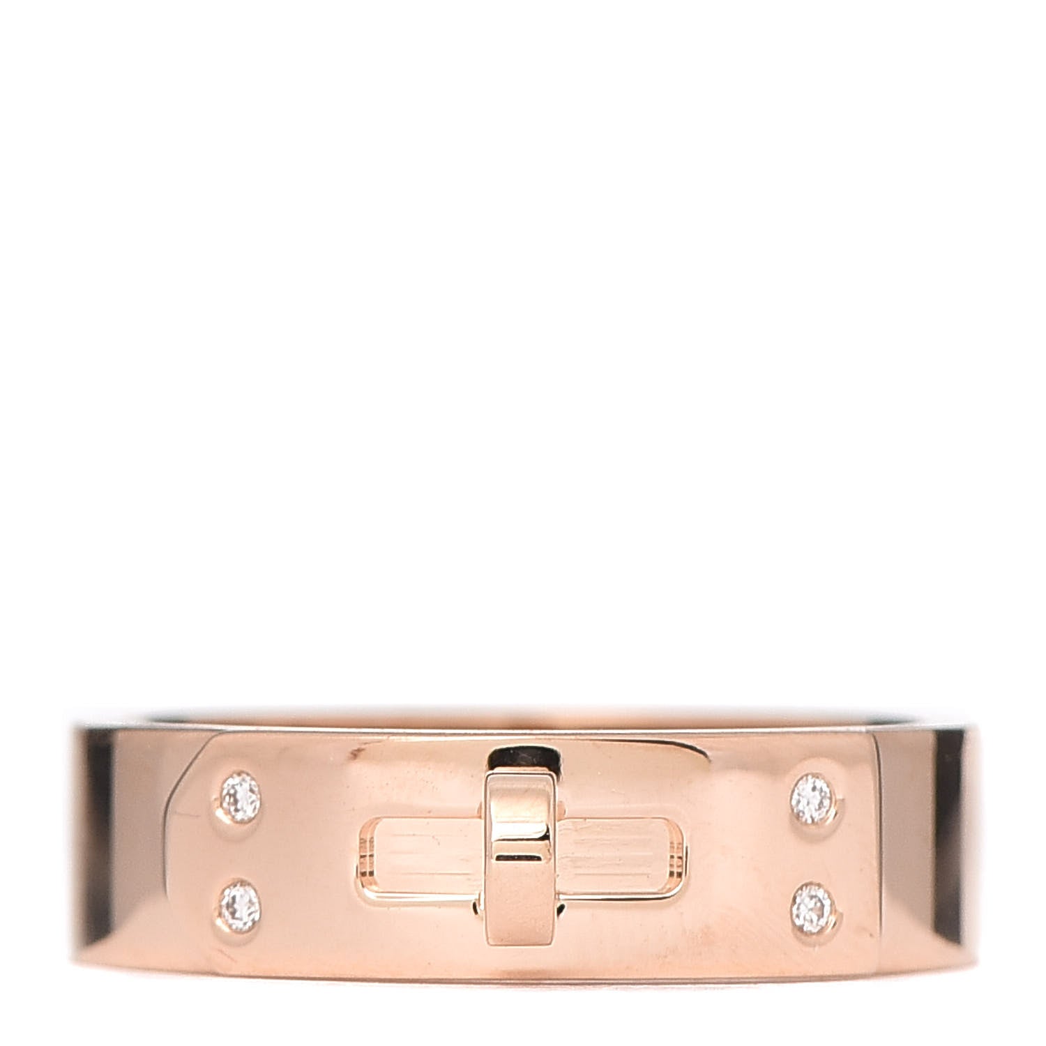 Hermes 18K Rose Gold Diamond PM Kelly Ring 51 5.75 1 of 5