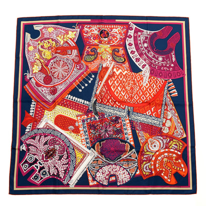 Hermes Silk Tapis De Selle Scarf 90 Marine Violet Rouge 1 of 4