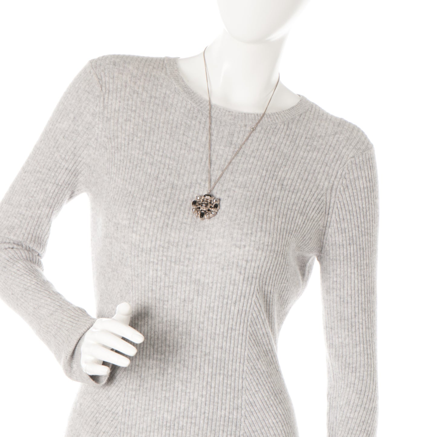 Enamel CC Pendant Necklace Black