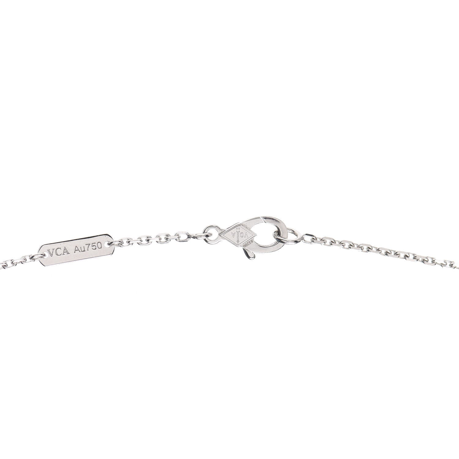 Van Cleef & Arpels 18K White Gold Chalcedony Vintage Alhambra Pendant Necklace 4 of 7
