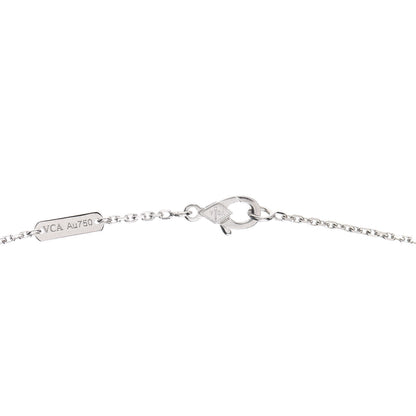 Van Cleef & Arpels 18K White Gold Chalcedony Vintage Alhambra Pendant Necklace 4 of 7