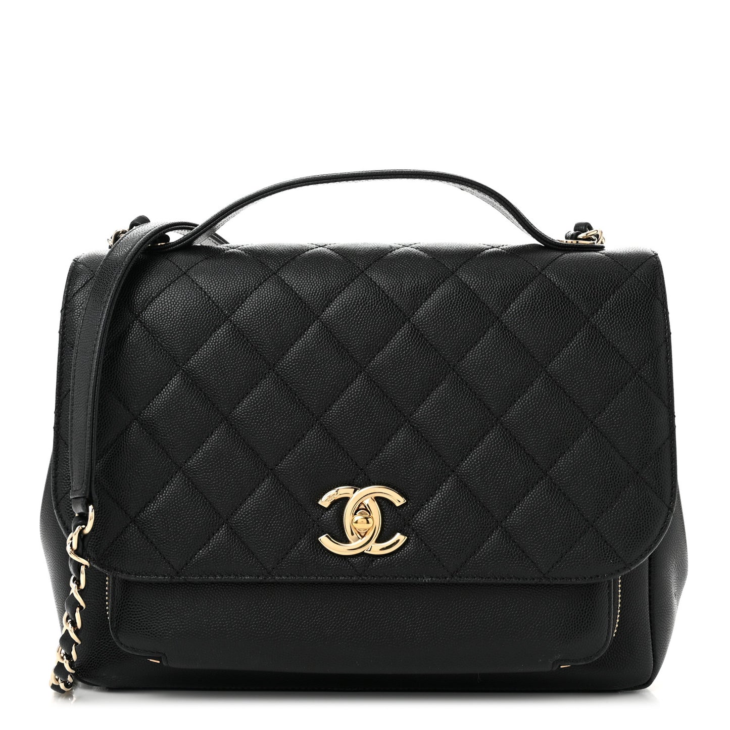 Caviar Quilted Large Business Affinity Flap Black