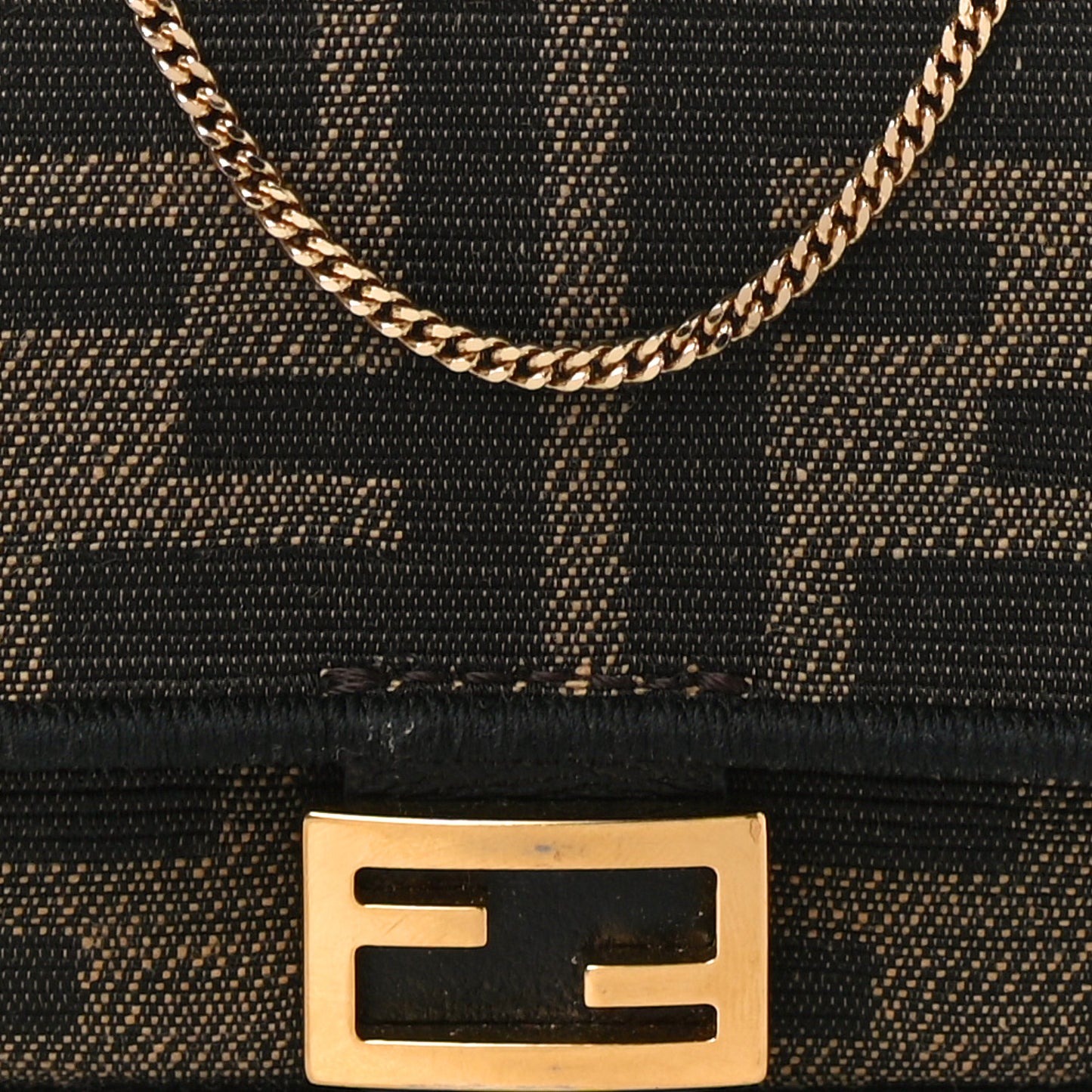 Fabric Jacquard FF 1974 Nano Baguette Charm Tobacco Moro Black