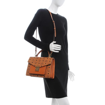 MCM Visetos Medium Patricia Pocket Satchel Cognac 1 of 10