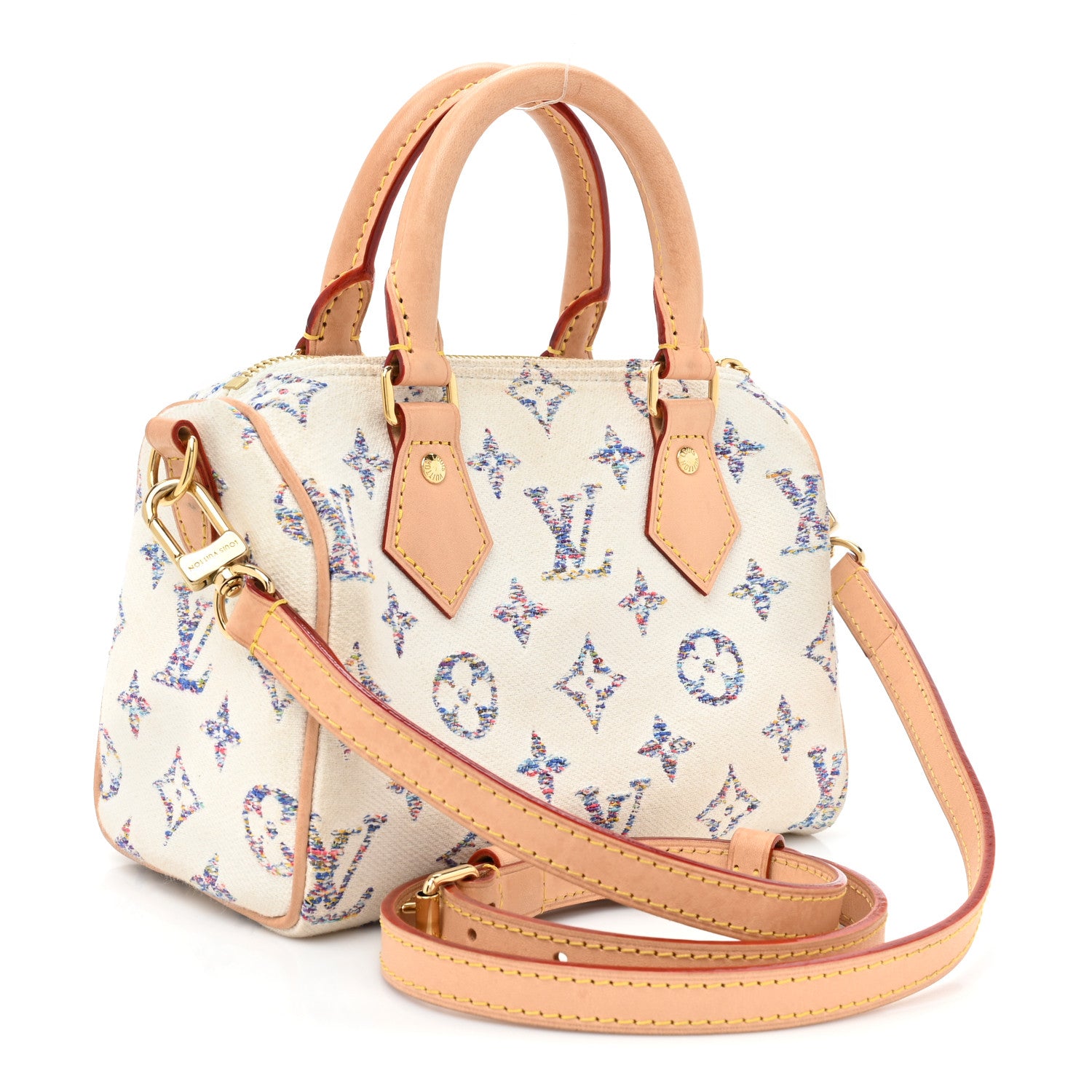 Louis Vuitton Monogram Jacquard Fabric Speedy Bandouliere 20 Multicolor Beige 3 of 18