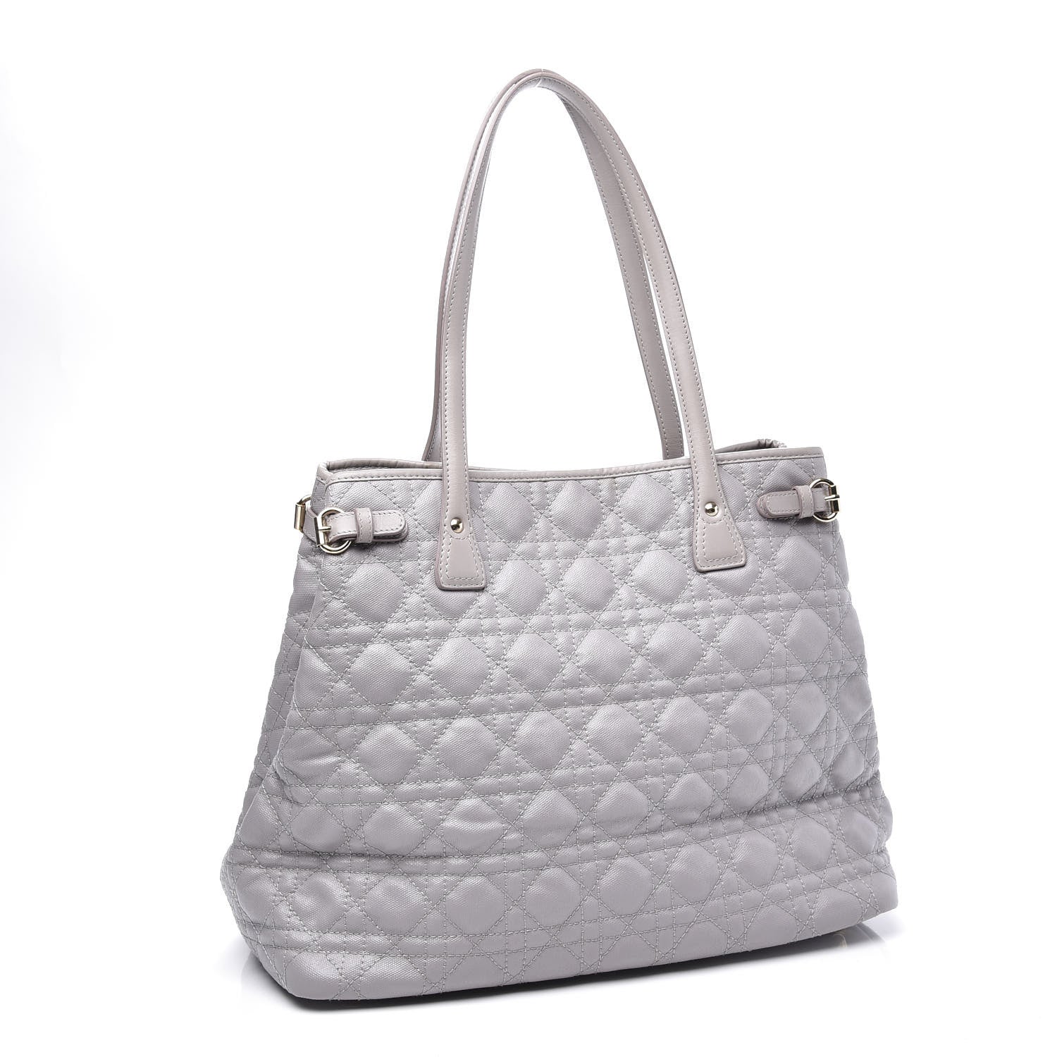 Christian Dior Coated Canvas Cannage Medium Panarea Tote Grey 2 of 10