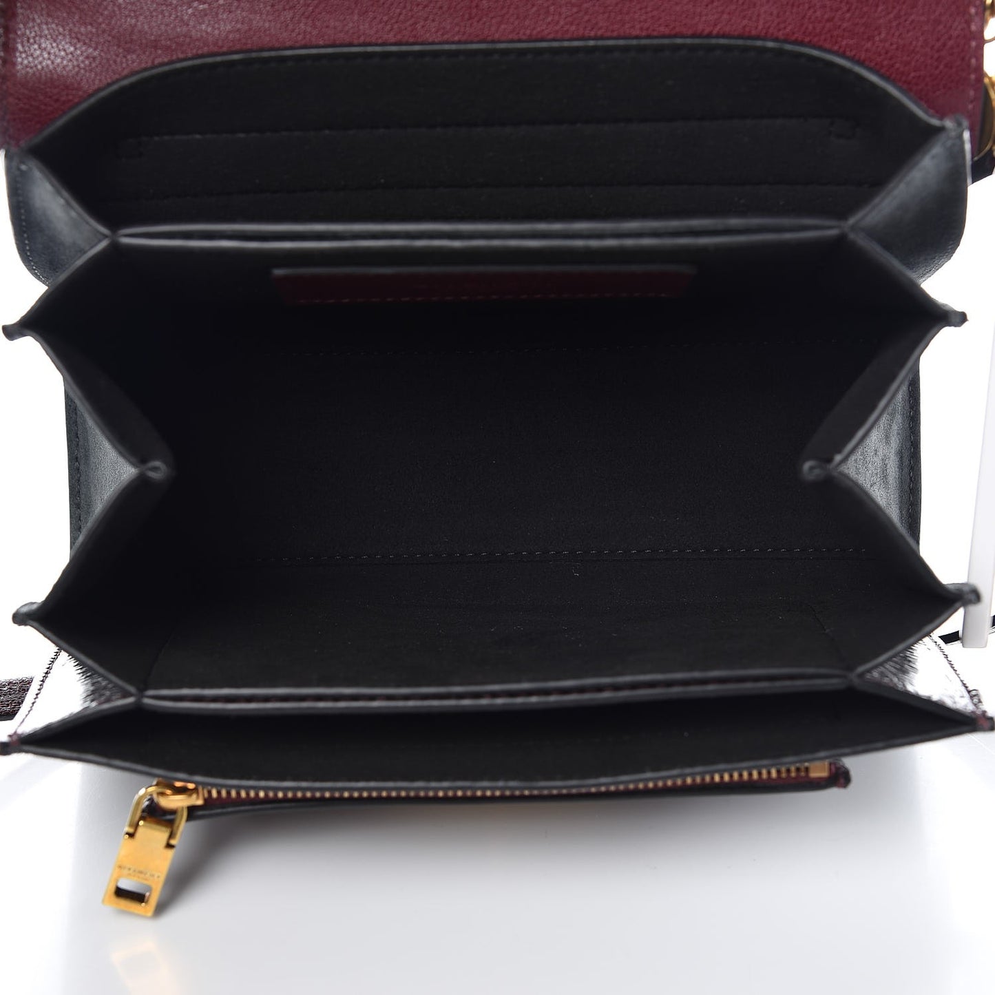 Crinkled Patent Deerskin Suede Small GV3 Shoulder Bag Aubergine Graphite