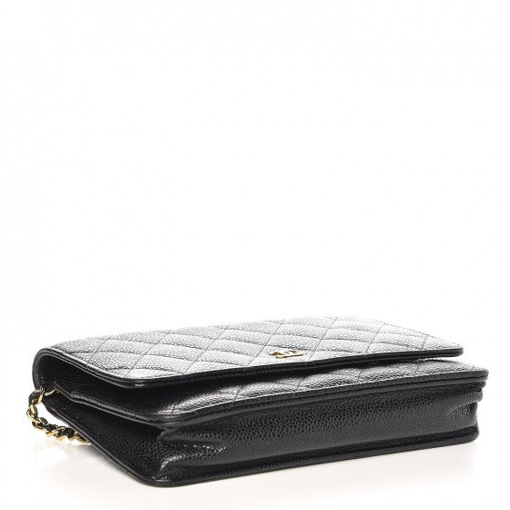 Caviar Quilted Wallet On Chain WOC Black