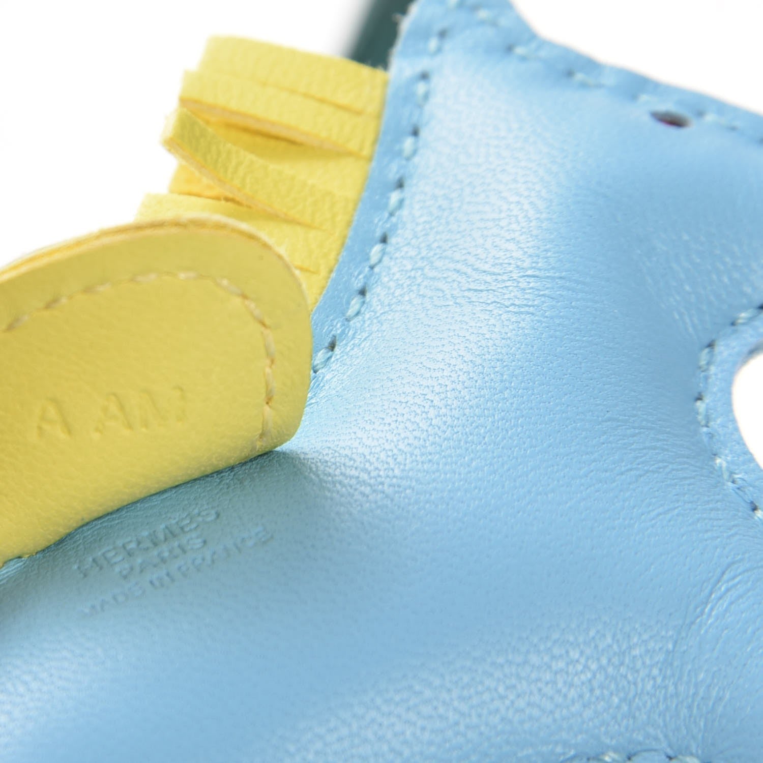 Hermes Milo Lambskin Grigri Rodeo Horse Bag Charm PM Bleu Celeste Lime Malachite 3 of 4