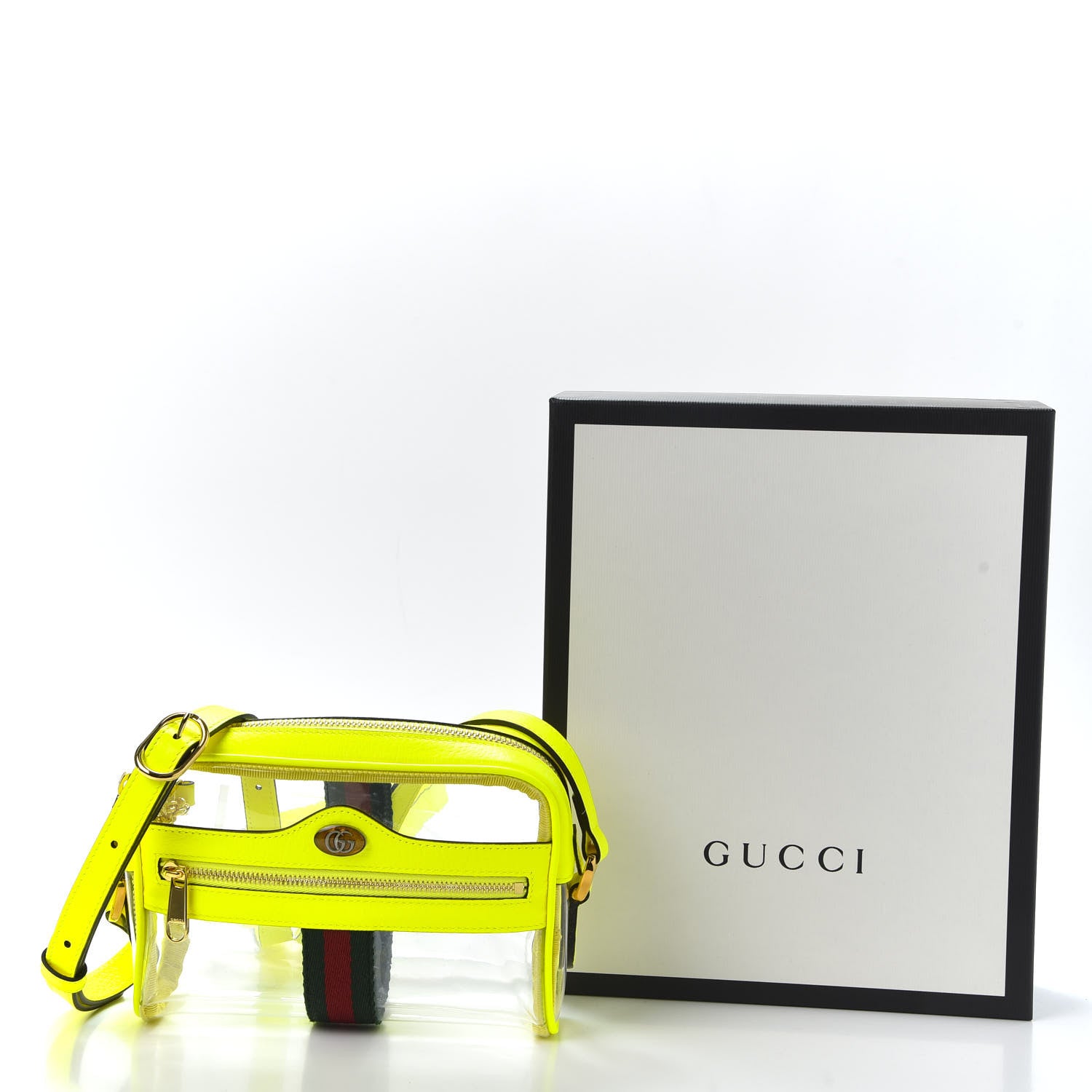Gucci Vinyl Web Mini Ophidia Transparent Shoulder Bag Yellow Fluo 9 of 9