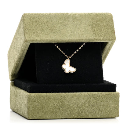 Van Cleef & Arpels 18K Yellow Gold Mother of Pearl Sweet Alhambra Butterfly Pendant Necklace 5 of 5