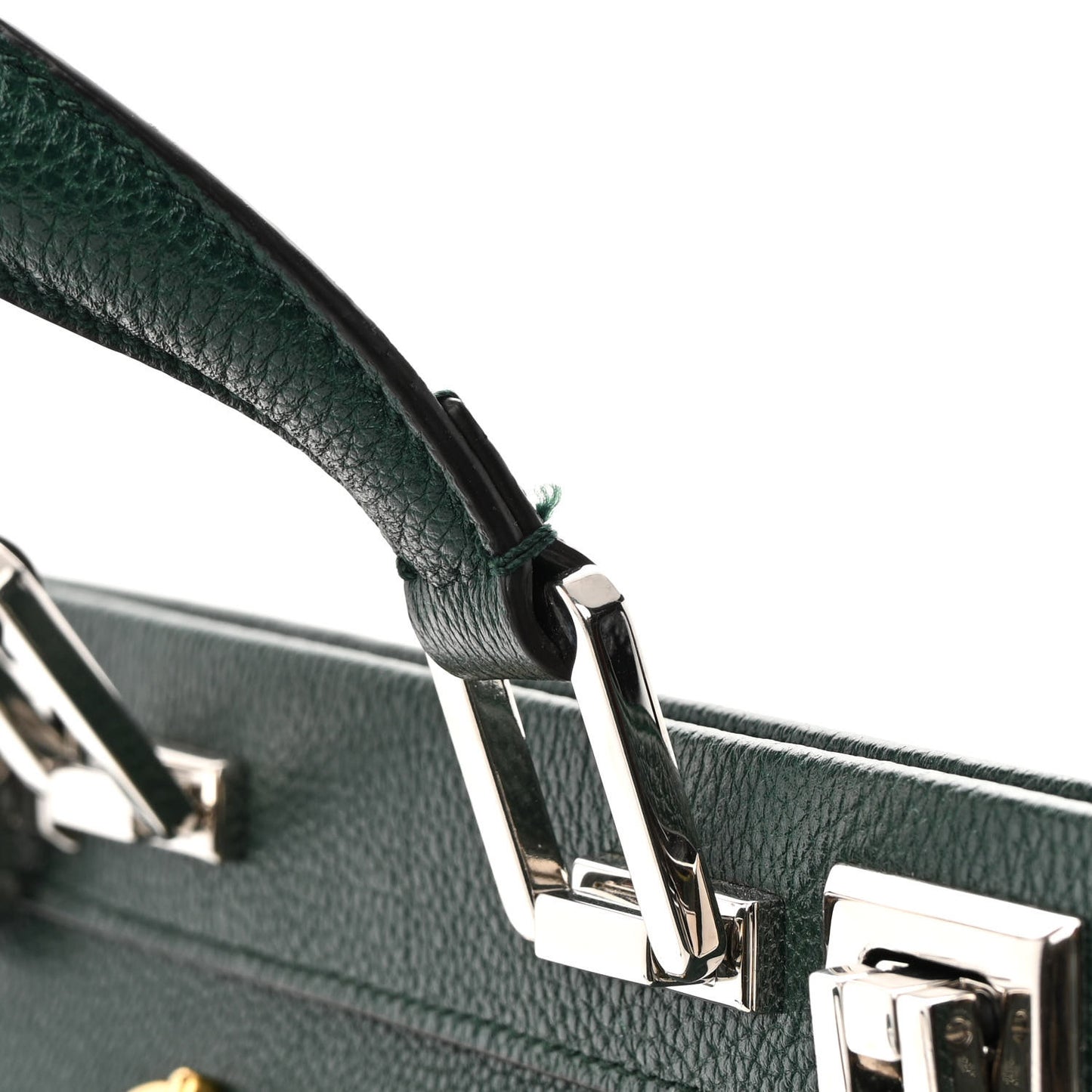 Grainy Calfskin Small Zumi Top Handle Bag Vintage Green