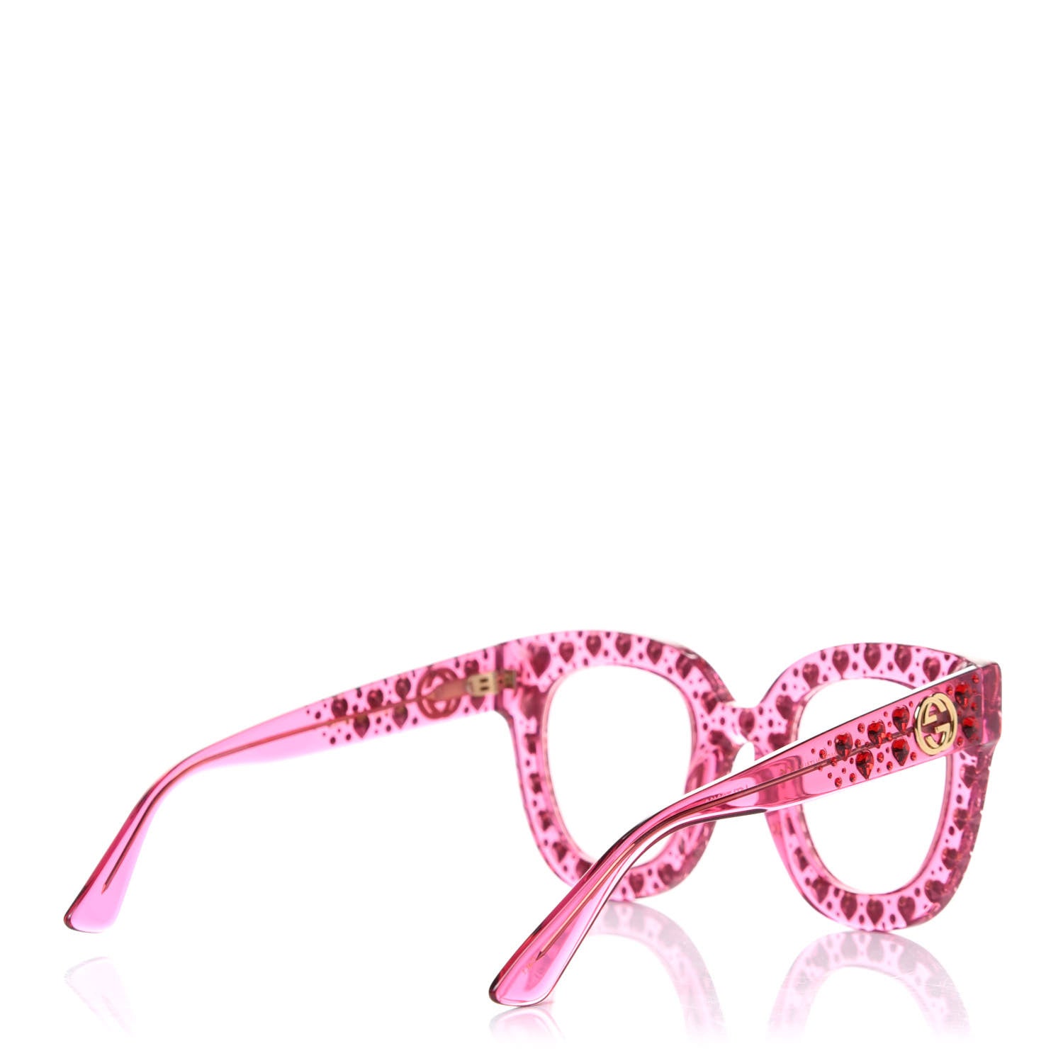 Gucci Acetate Crystal Heart GG0116S Sunglasses Fuchsia 4 of 8