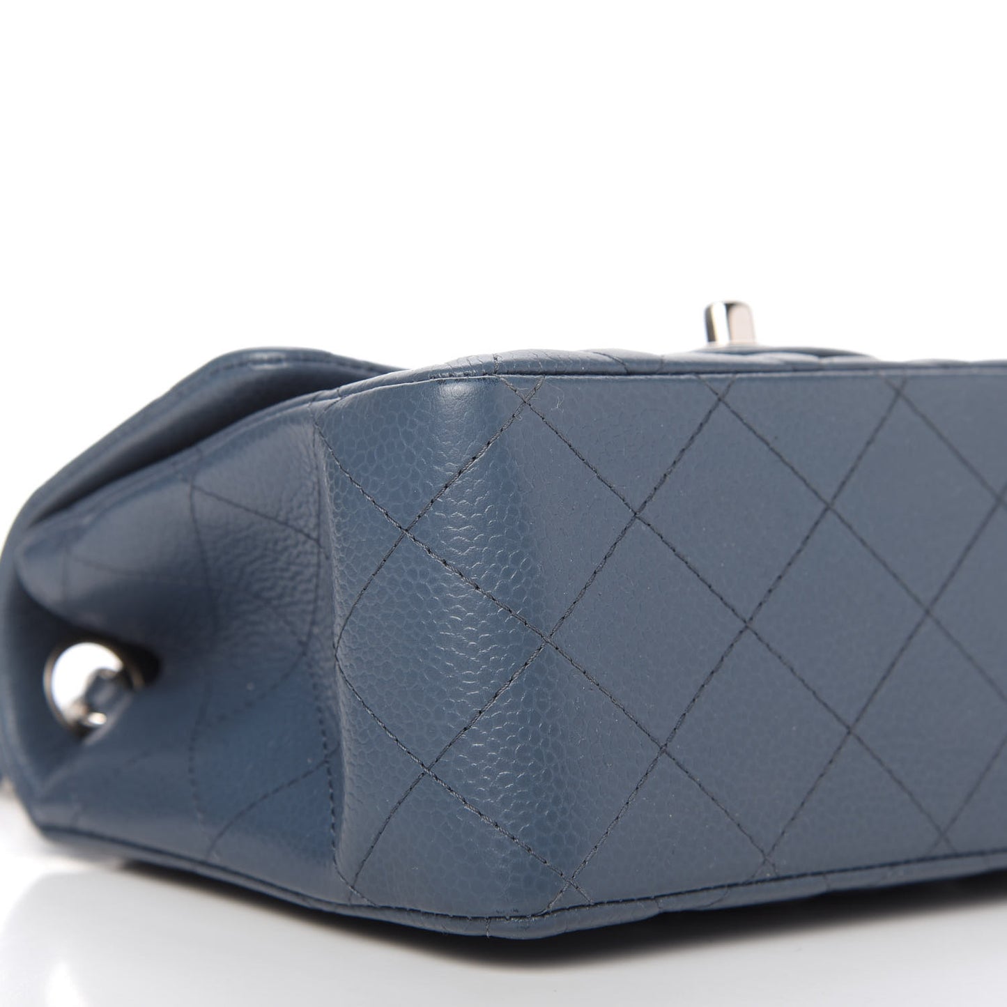 Caviar Quilted Mini Square Flap Dark Blue