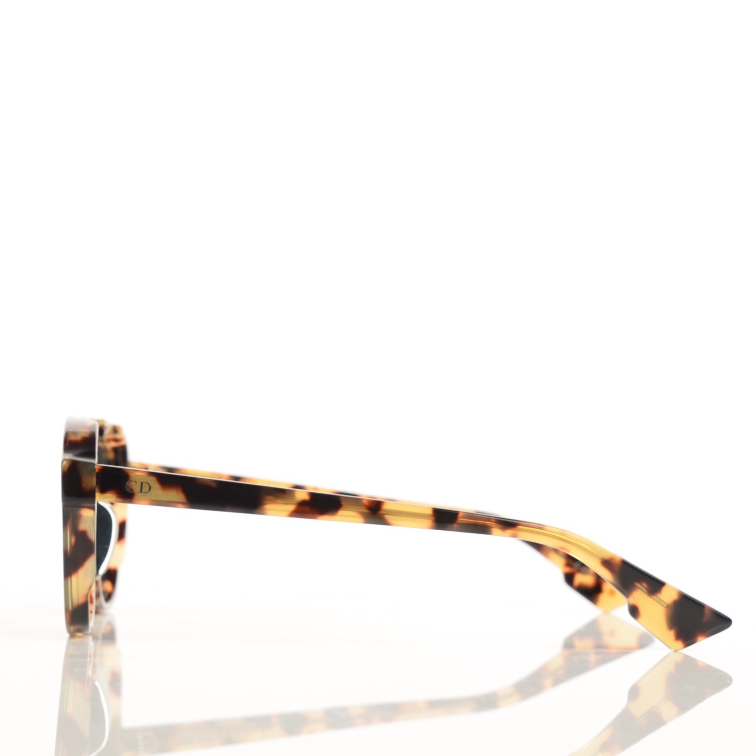 Christian Dior Abstract Square Mirrored Sunglasses Spotted Havana Green 2 of 7