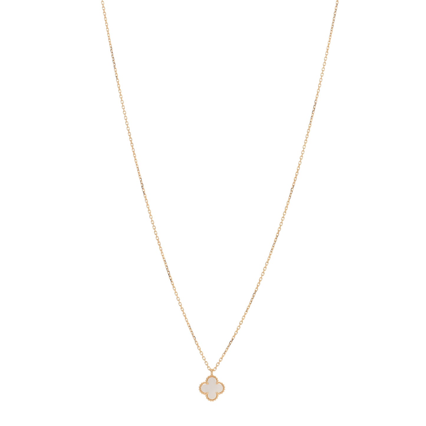 18K Yellow Gold Mother of Pearl Sweet Alhambra Pendant Necklace