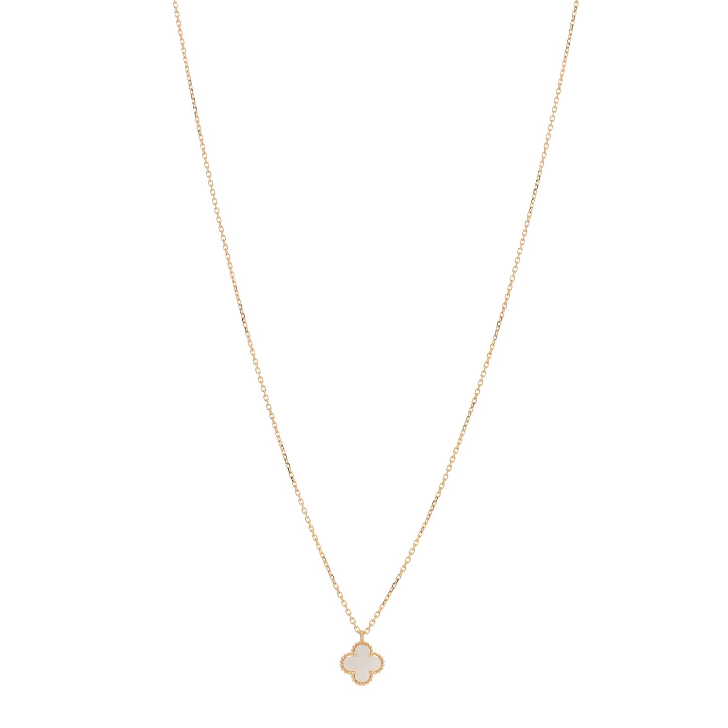 Van Cleef & Arpels 18K Yellow Gold Mother of Pearl Sweet Alhambra Pendant Necklace 1 of 4