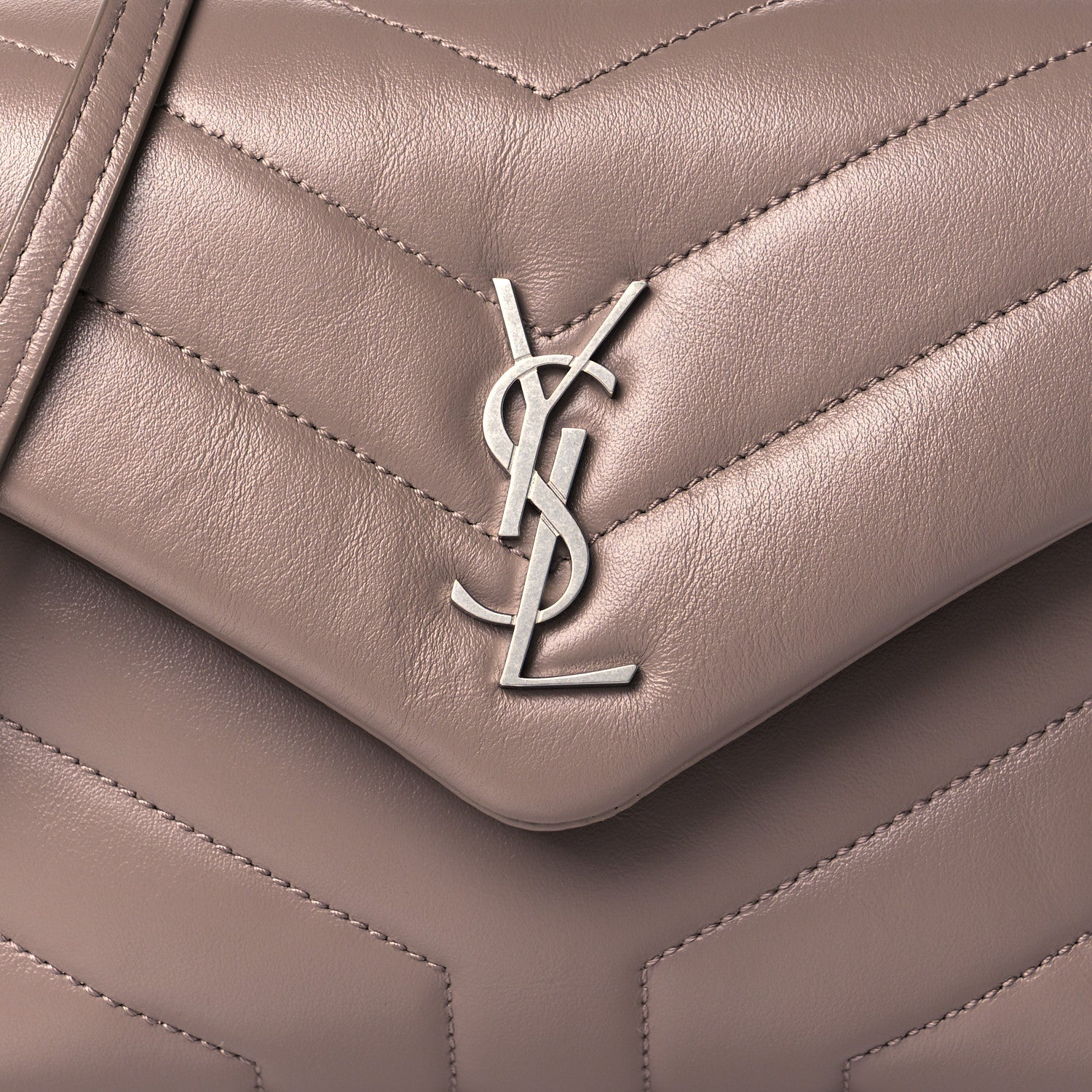 Saint Laurent Calfskin Y Quilted Monogram Toy Loulou Satchel Dusty Grey 8 of 10