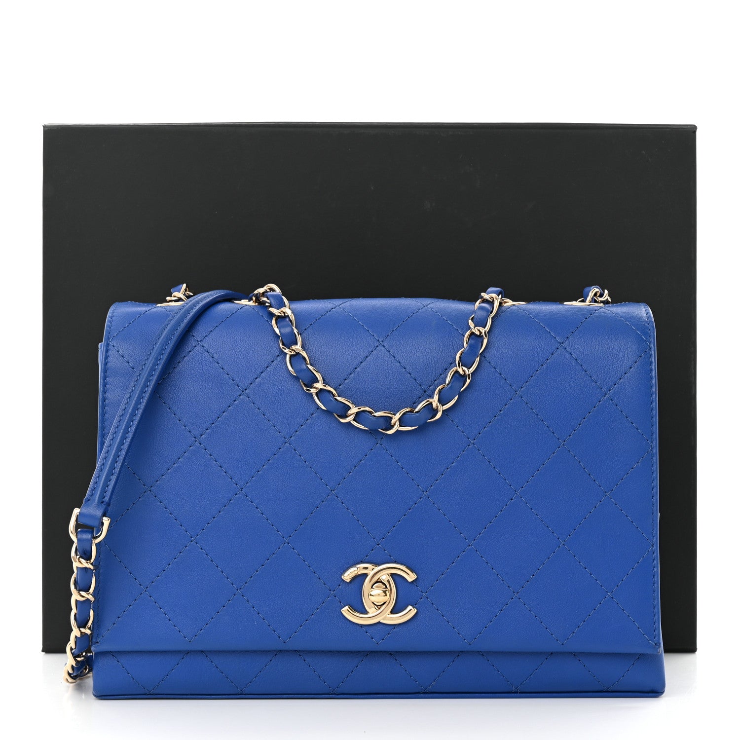 Chanel Calfskin Stitched Large Single Flap Royal Blue 11 of 11