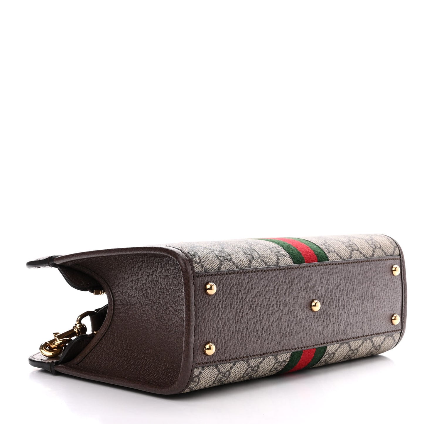 GG Supreme Monogram Textured Dollar Calfskin Web Small Ophidia Slip Handle Tote Beige Ebony New Acero