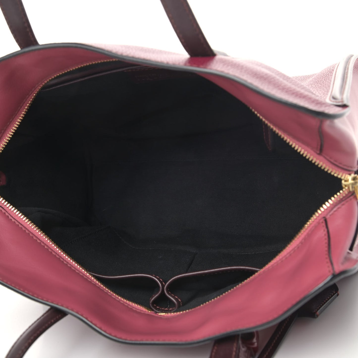 Pebbled Calfskin Small Skull Padlock Zip Around Tote Dark Pink