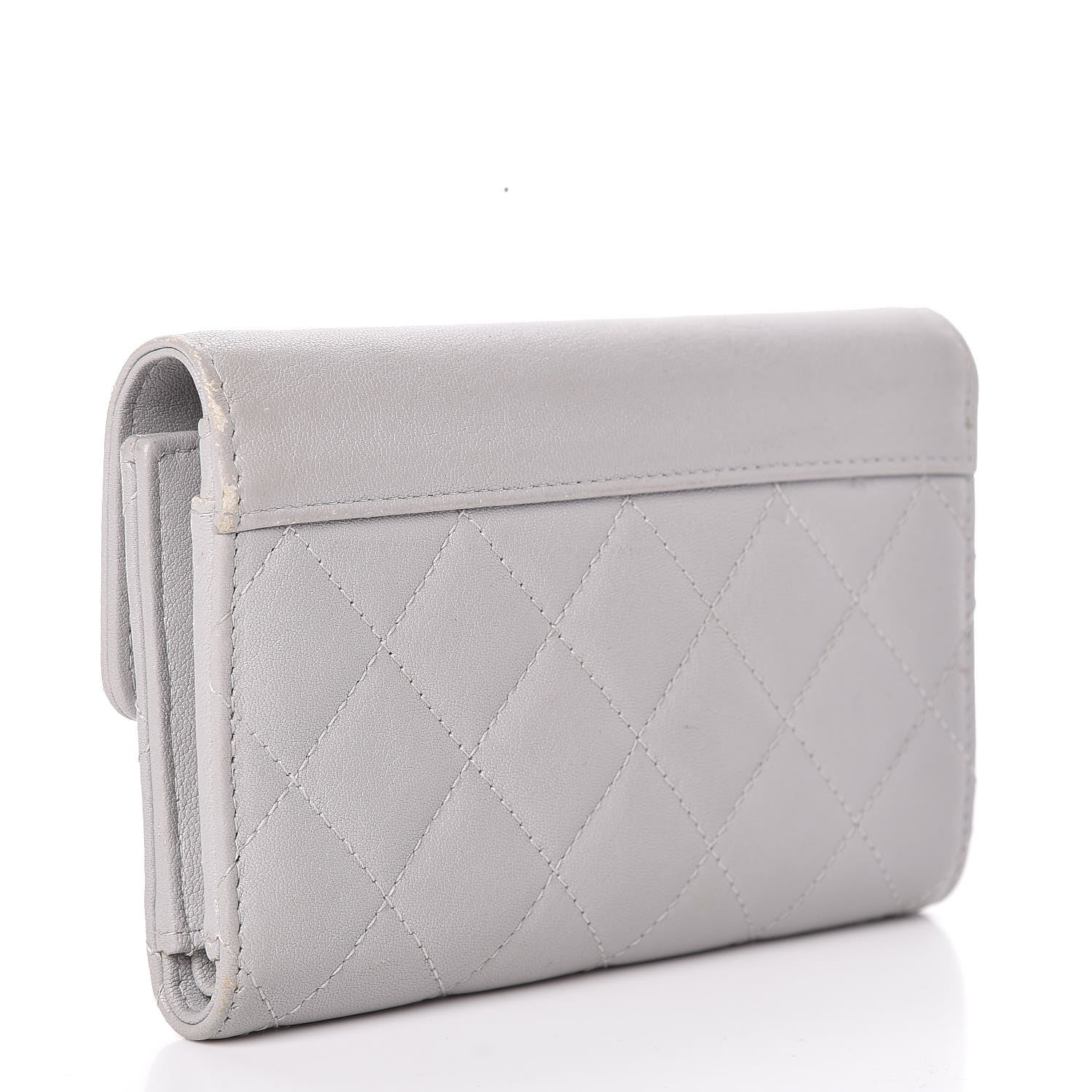 Chanel Lambskin Quilted CC Box Flap Wallet Grey 3 of 23