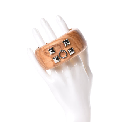 Hermes Olive Wood Medor Cuff Bracelet M 2 of 6