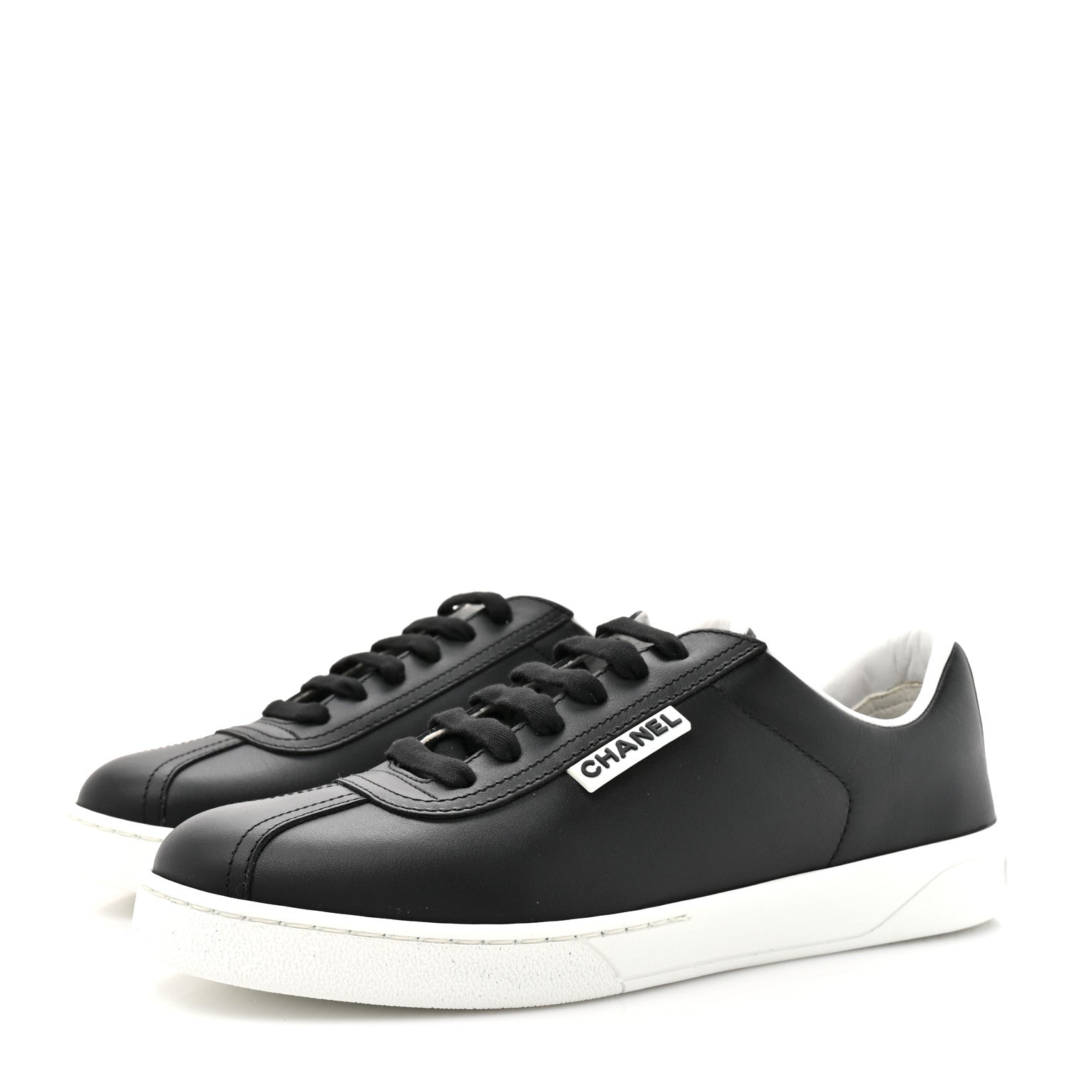 Chanel Calfskin CC Womens Sneakers 37 Black 4 of 8