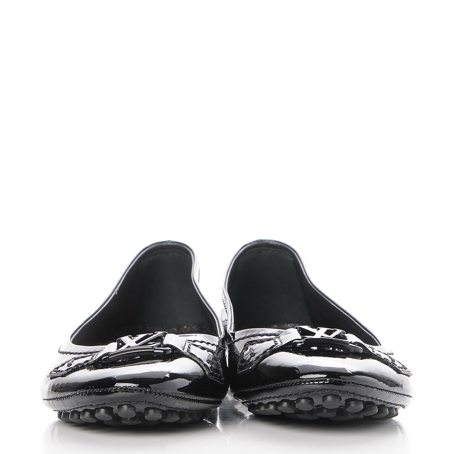 Patent Calfskin Oxford Ballerina Flats 38.5 Black