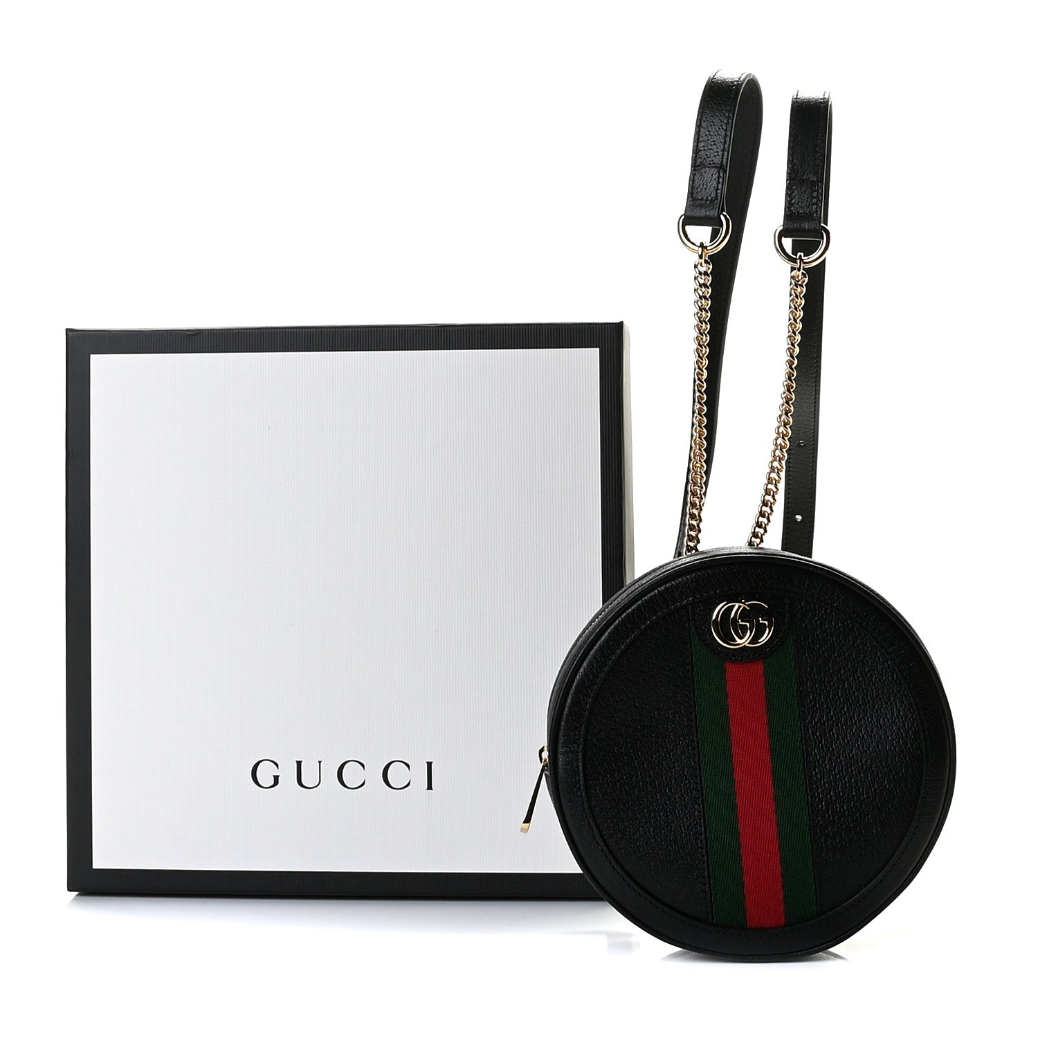 Gucci Grained Calfskin Web Mini Ophidia Round Backpack Black 9 of 9