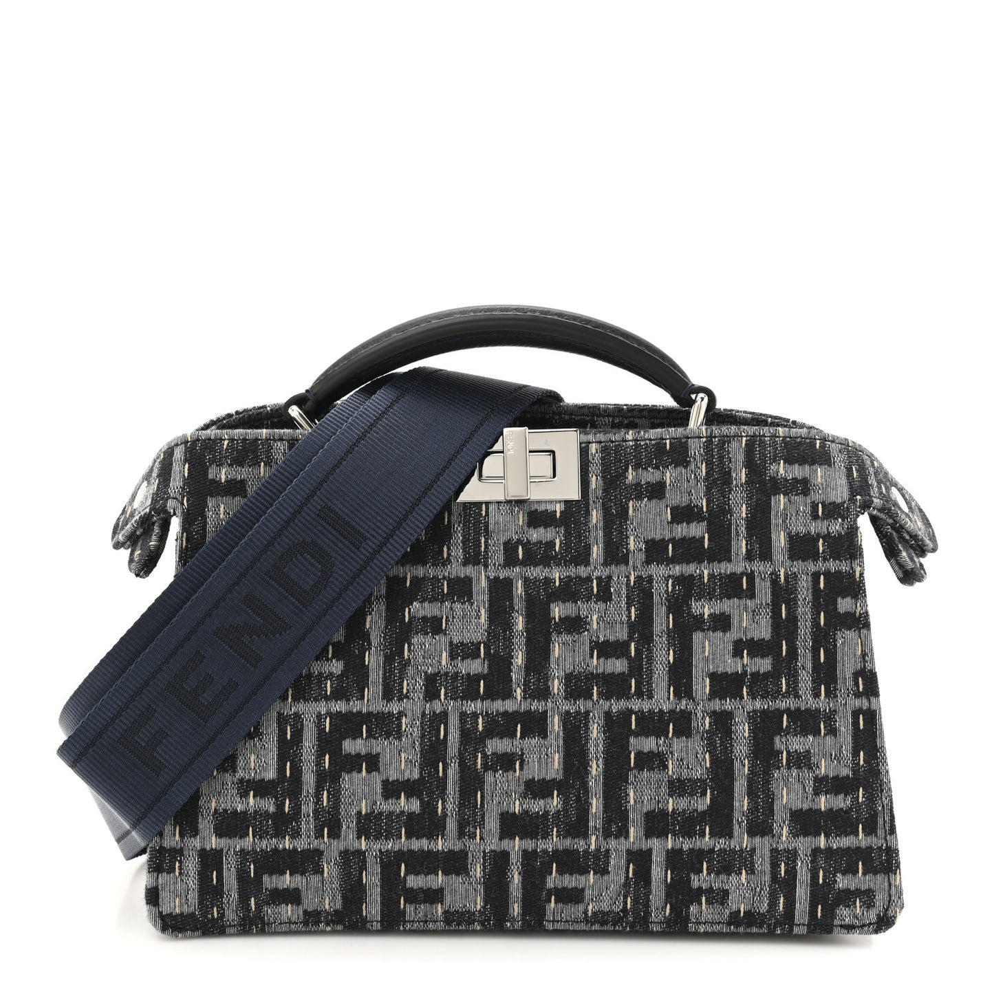 Chenille Vitello Seta FF Peekaboo I See U X Cross Satchel Blue Notte