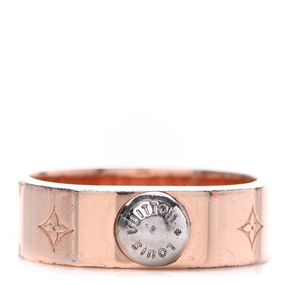 Louis Vuitton Brass Monogram Engraved Nanogram Ring M Pink Gold 1 of 4