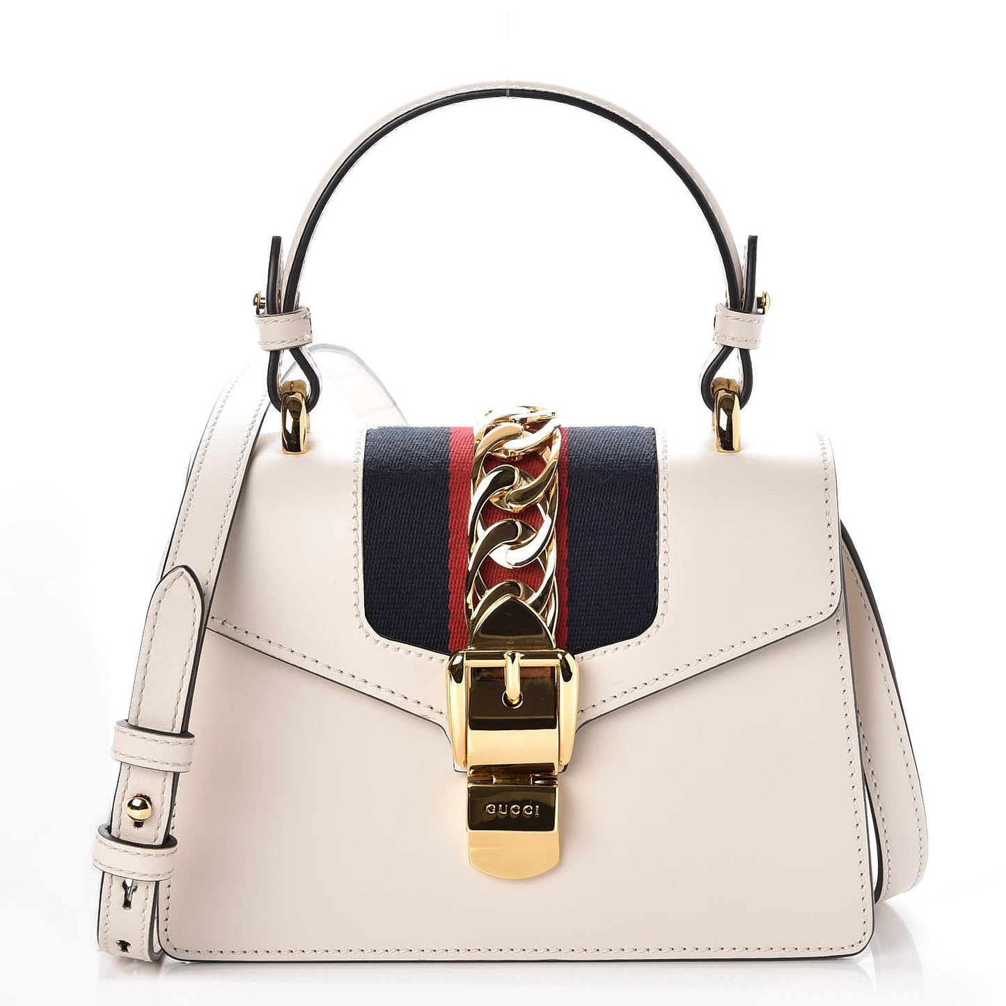 Calfskin Mini Sylvie Top Handle Bag White