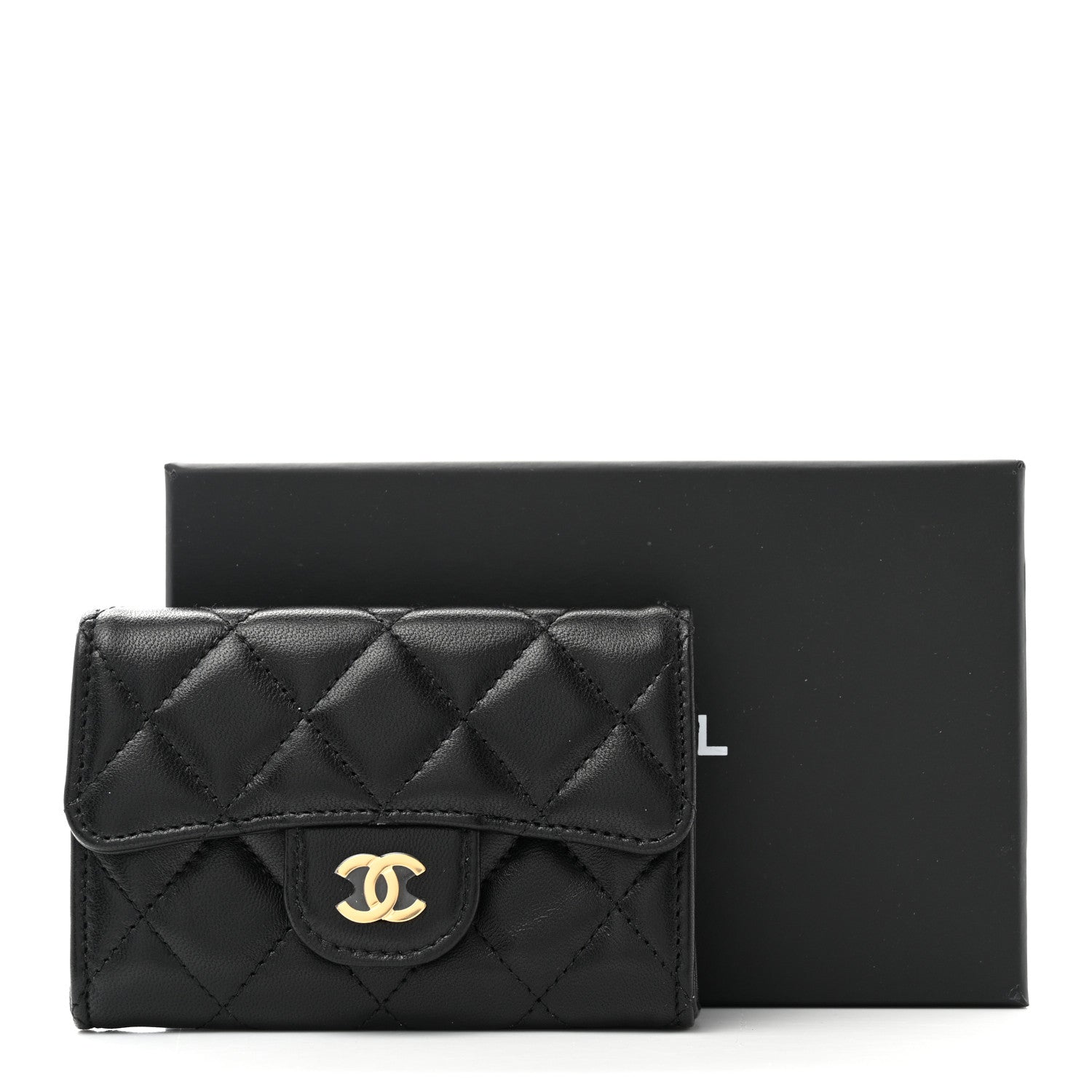 Chanel Lambskin Quilted Flap Card Holder Wallet Black 9 of 9