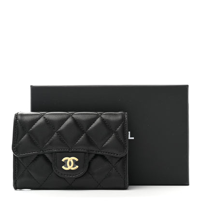 Chanel Lambskin Quilted Flap Card Holder Wallet Black 9 of 9