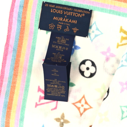 Louis Vuitton LV X TM Wool Silk Monogram Multicolor Shawl White 3 of 3