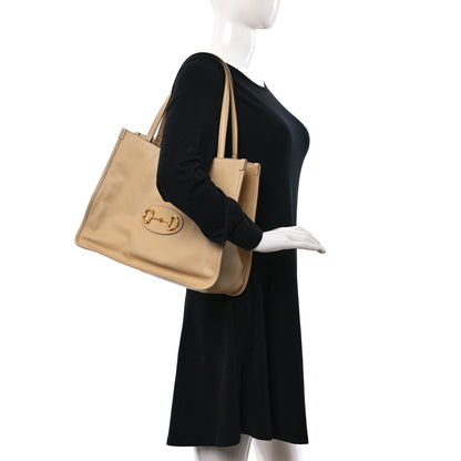 Gucci New Sakai Calfskin Lux Horsebit 1955 Tote Bag Bubble Tea 2 of 9