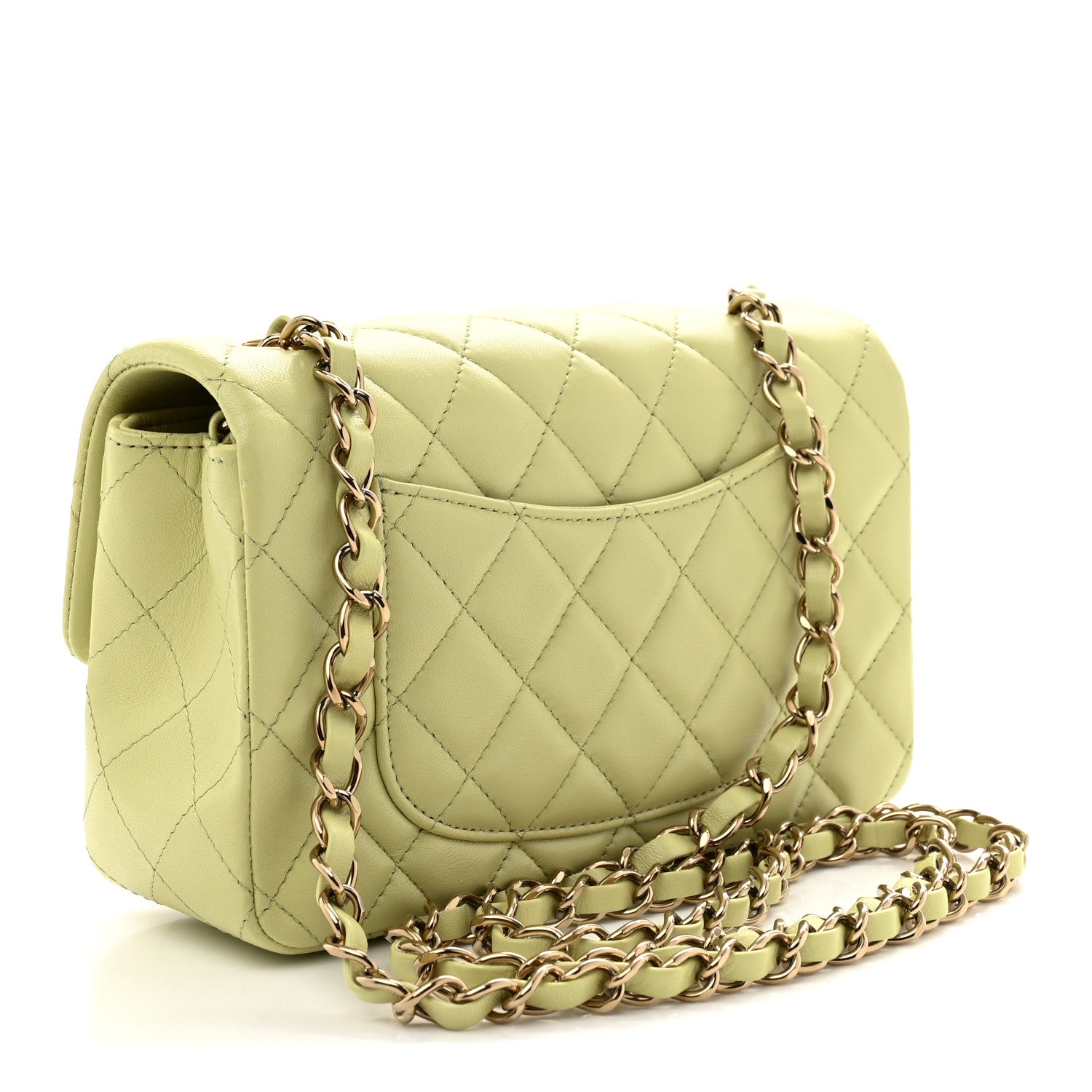 Chanel Lambskin Quilted Mini Rectangular Flap Light Green 3 of 11