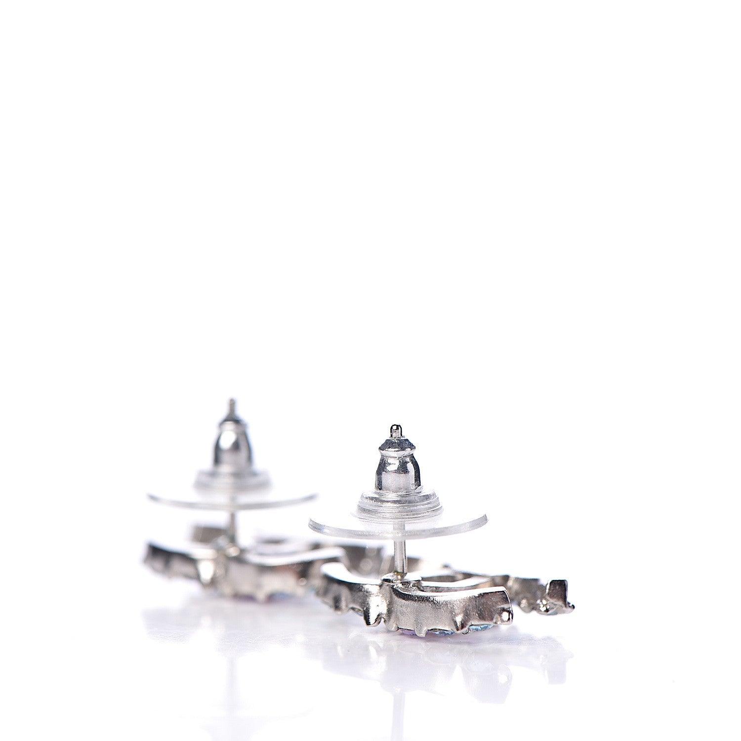Chanel Crystal CC Earrings Silver Multicolor 3 of 5