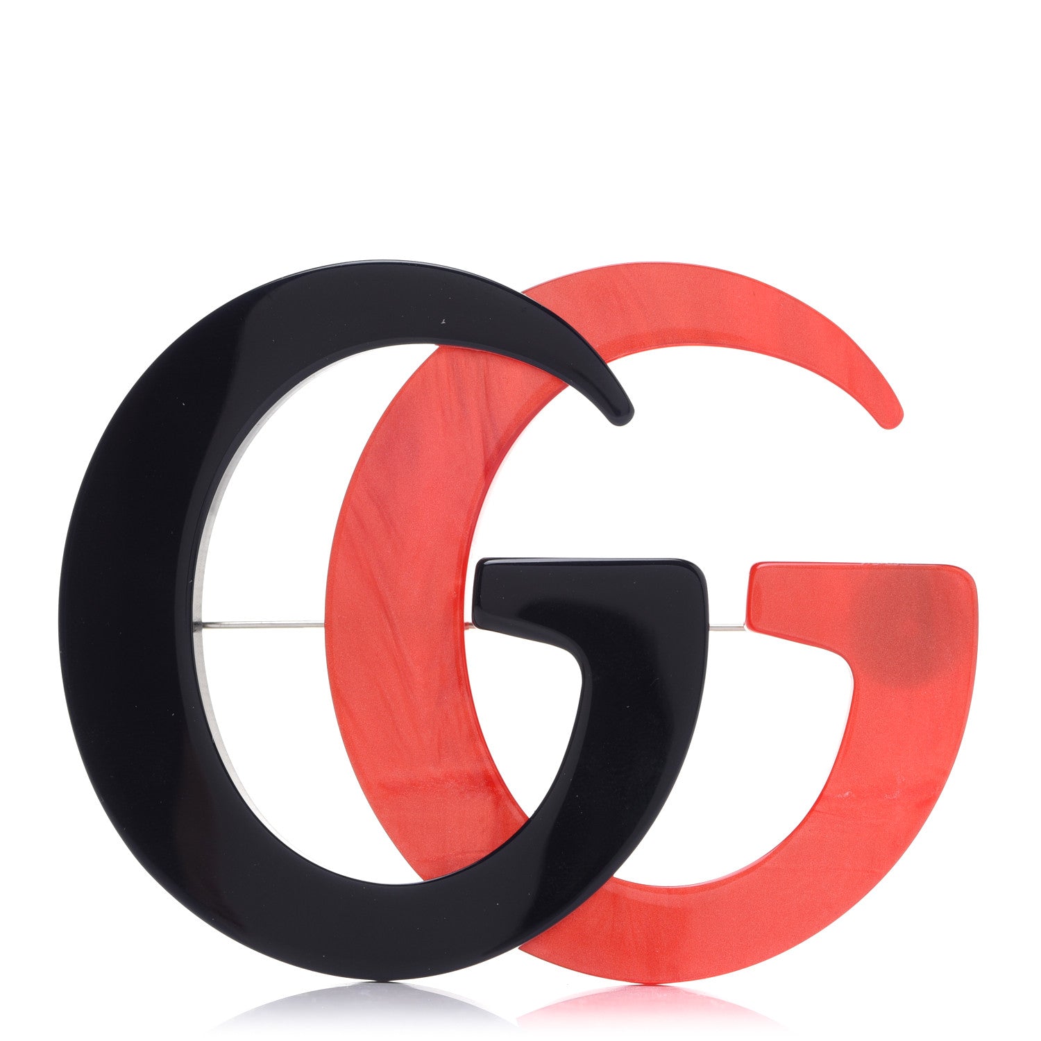 Gucci Resin Double G Brooch Red Black 1 of 4