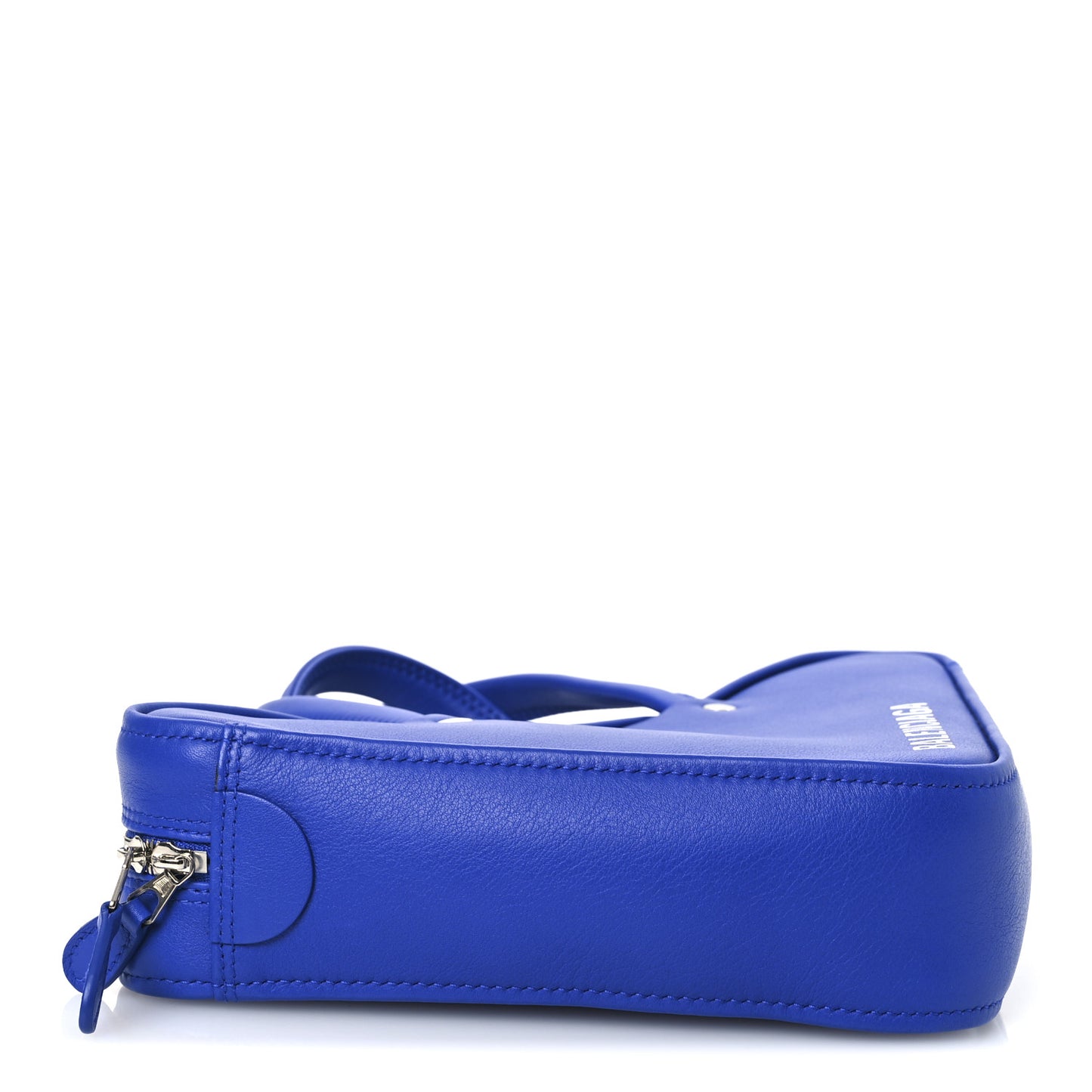 Shiny Day Calfskin Logo XS Triangle Chain Duffle Bleu Roi White