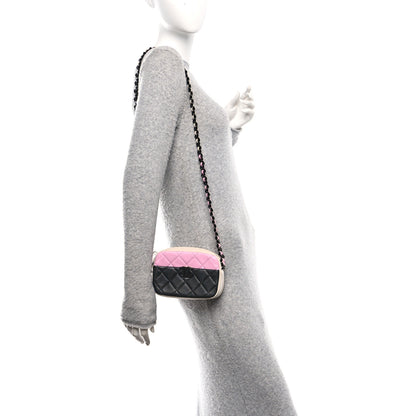 Chanel Shiny Lambskin Monochrome Chain Mini Camera Case Bag Pink Black Silver 2 of 11