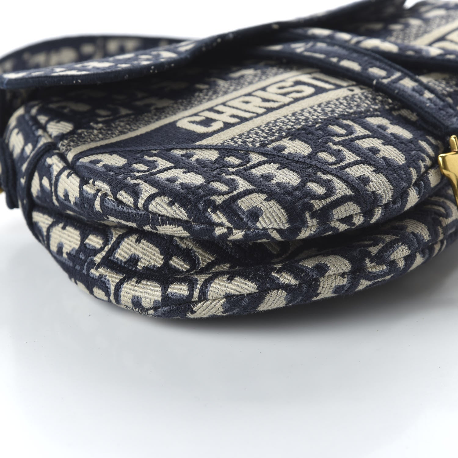Christian Dior Oblique Embroidered Saddle Bag Blue 6 of 9