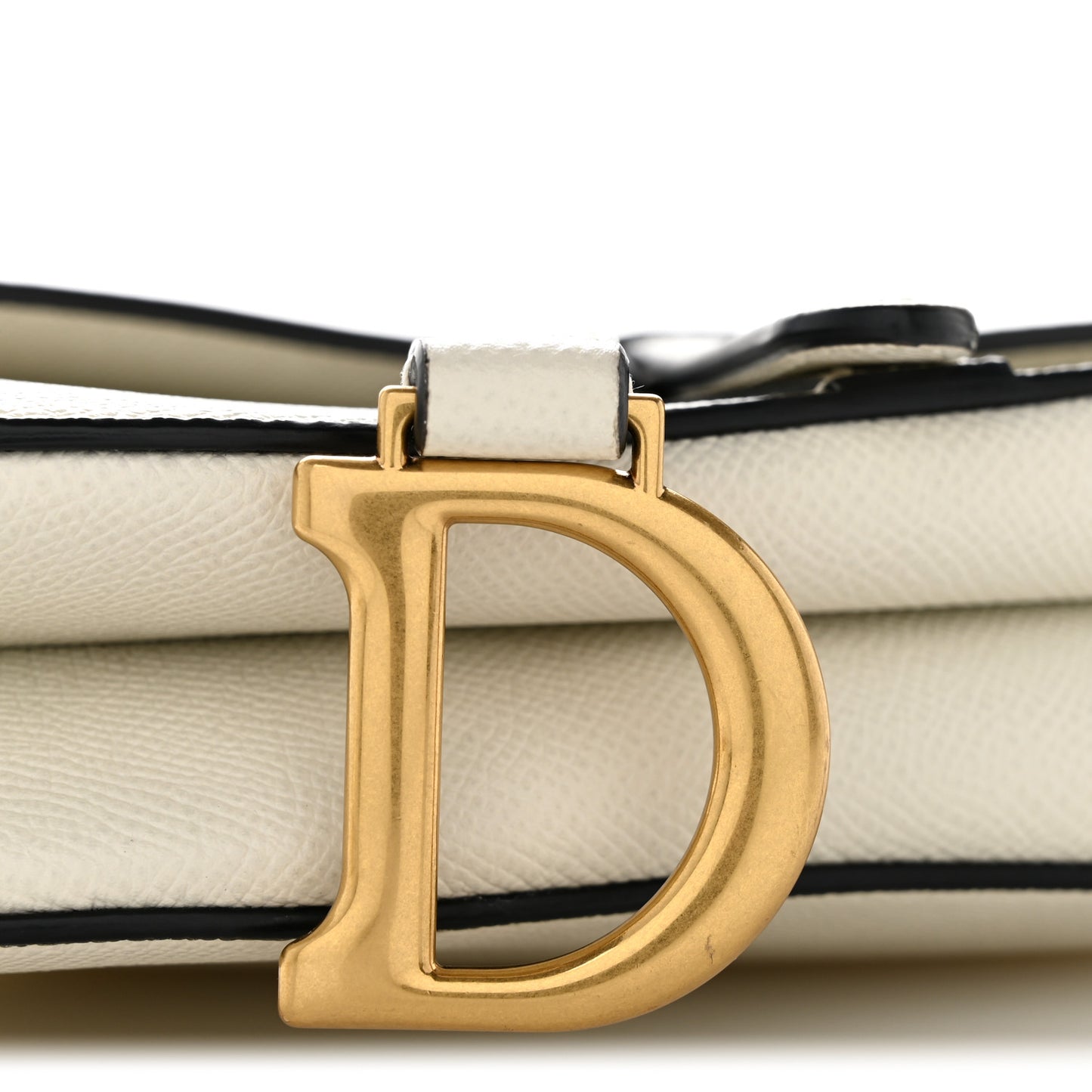 Grained Calfskin Mini Saddle Bag With Strap White