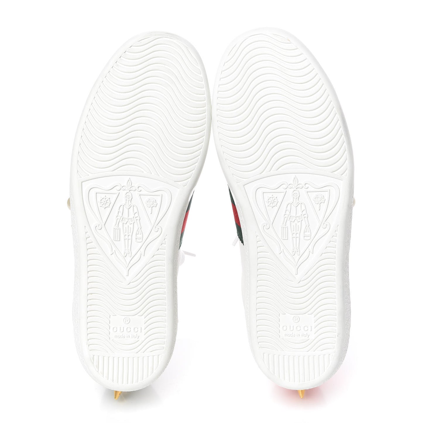 Calfskin Web Pearl Studded Womens Ace Sneakers 35.5 White