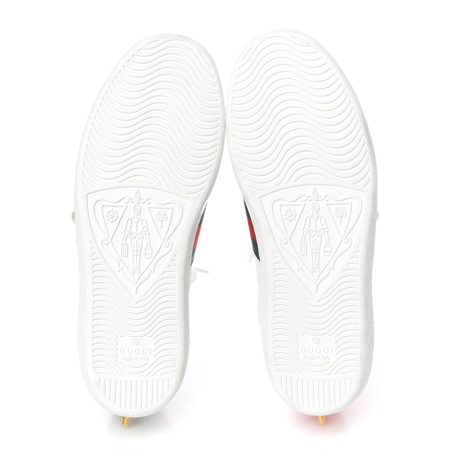 Gucci Calfskin Web Pearl Studded Womens Ace Sneakers 35.5 White 5 of 11