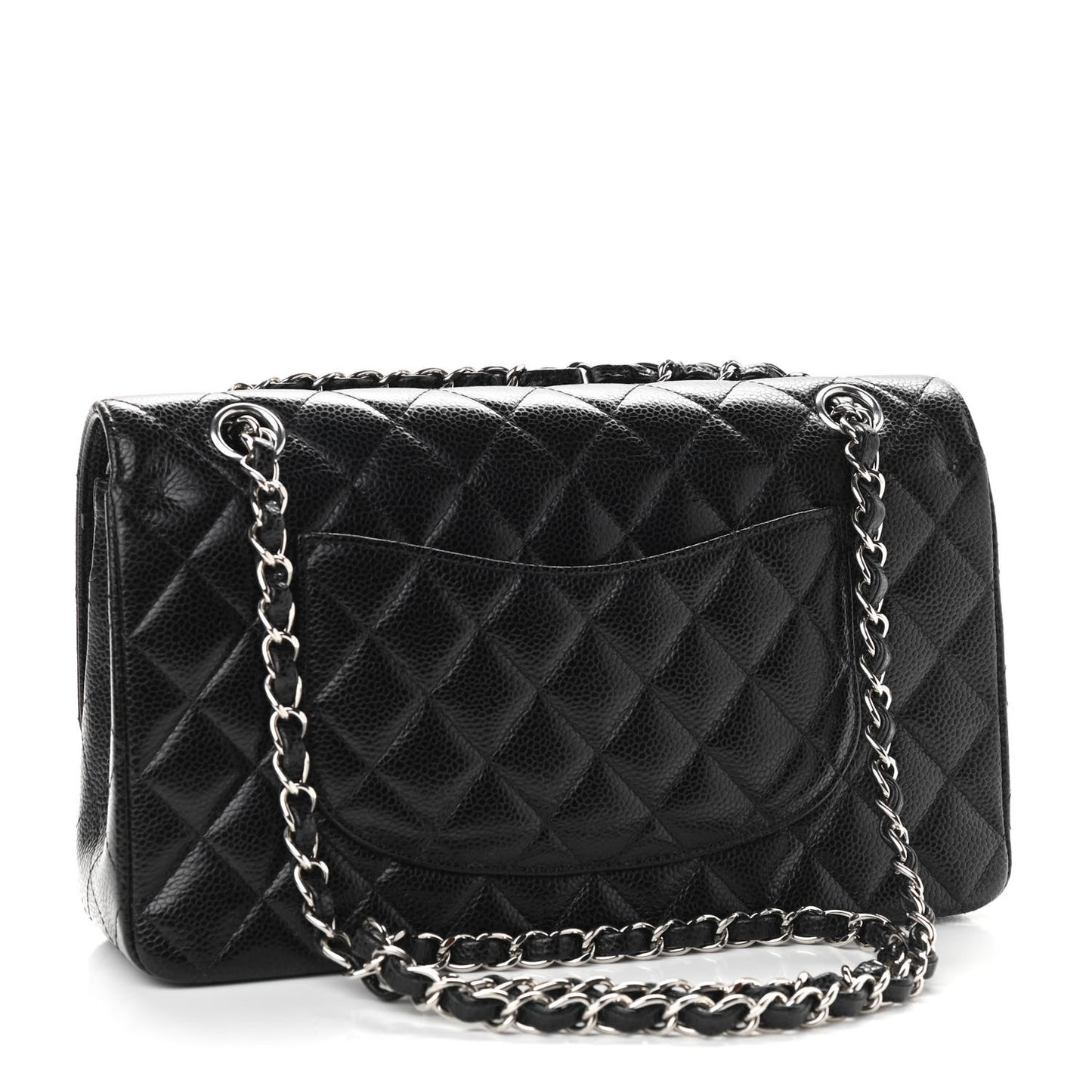 Caviar Quilted Medium Double Flap Black